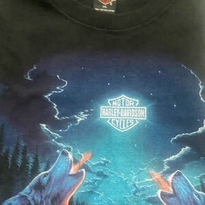 Harley-Davidson Black and Blue Wolf Graphic Tee